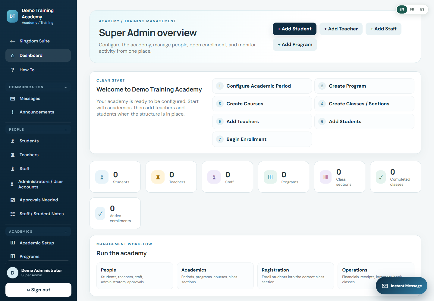 Academy training and class management preview
